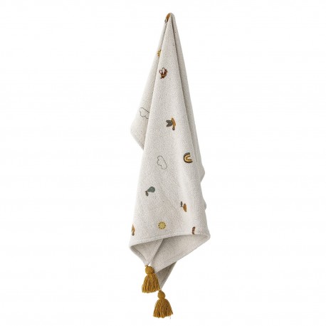 plaid bébé coton recycle blanc pompons bloomingville agnes