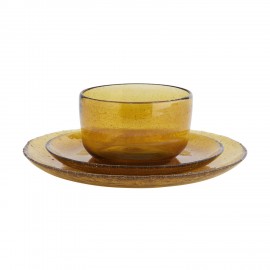assiette en verre bulle orange ambre madam stoltz