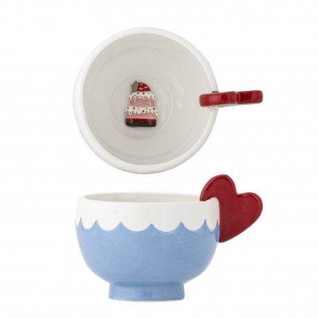 tasse peinte anse coeur rouge gateau au fond bloomingville lively