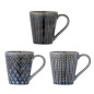 mug gres emaille bleu texture bloomingville elanor set de 3