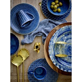 mug gres emaille bleu texture bloomingville elanor set de 3