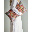 coussin canape salon brode colore rose floral bloomingville chieri