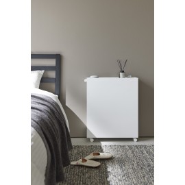 etagere bibliotheque basse a roulettes acier blanc yamazaki tower