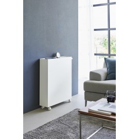etagere bibliotheque basse a roulettes acier blanc yamazaki tower