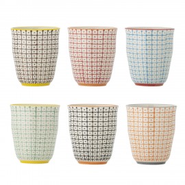 tasses a cafe gres motif colore bloomingville carla set de 6