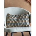 coussin de canape broderie graphique bleu marron bloomingville newtown