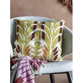 coussin decoratif salon motif brode jaune bloomingville newbury