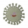 coussin enfant rond coton vert oiseau bloomingville elinna