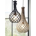 Suspension boule verre filet de jute noir Madam Stoltz