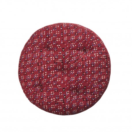 Galette de chaise ronde coton imprime rouge Madam Stoltz