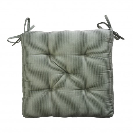 Galette de chaise coton raye vert Madam Stoltz