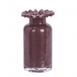 Vase verre plissé prune violet Madam Stoltz