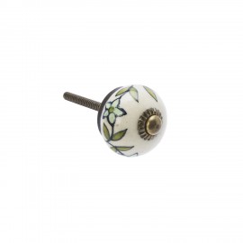 Bouton de meuble peint ceramique vert Madam Stoltz