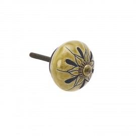 Bouton de meuble ceramique peinte jaune Madam Stoltz