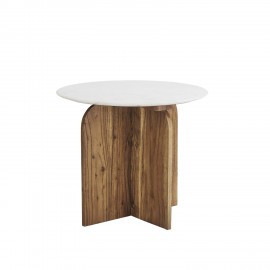 Table basse ronde bois marbre blanc Madam Stoltz
