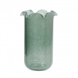 Vase droit verre bulle bord plisse ondule Madam Stoltz