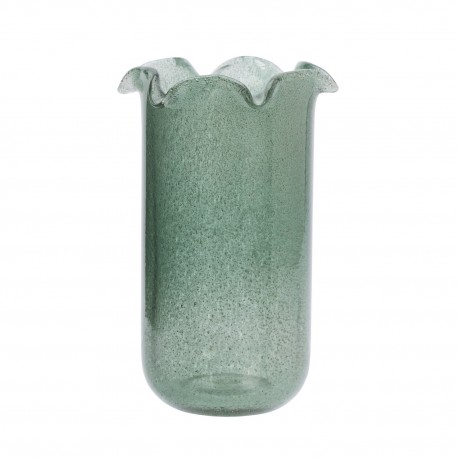 Vase droit verre bulle bord plisse ondule Madam Stoltz