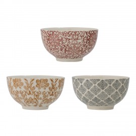 Bols gres peint motif floral Bloomingville Genia set de 3