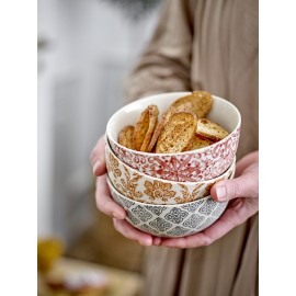 Bols grès peint motif floral Bloomingville GENIA set de 3