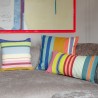 Grand coussin de salon coton rayures multicolores Remember Belize