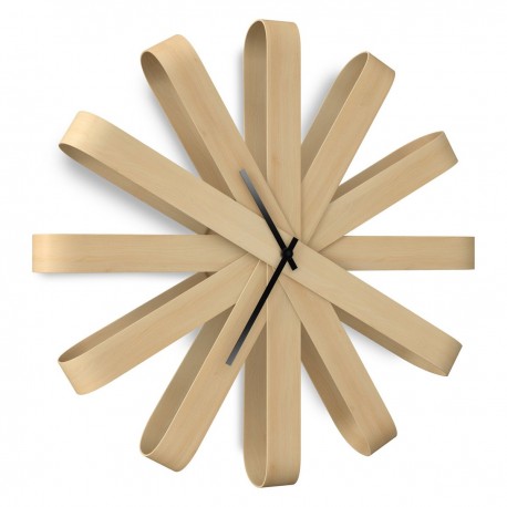 Horloge murale design bois naturel umbra ribbonwood