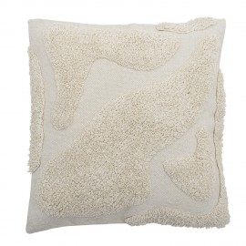 Grand coussin tufte blanc coton Bloomingville CANELLI