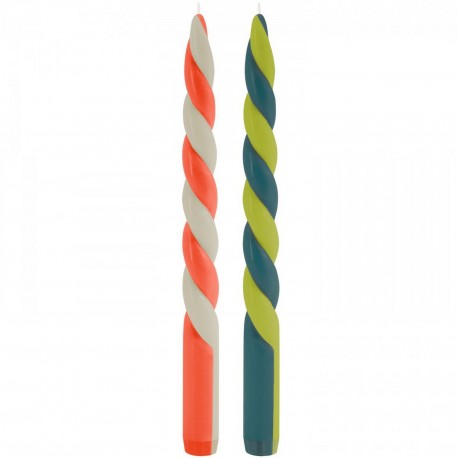 Bougies torsadees multicolores Remember Vienna set de 2