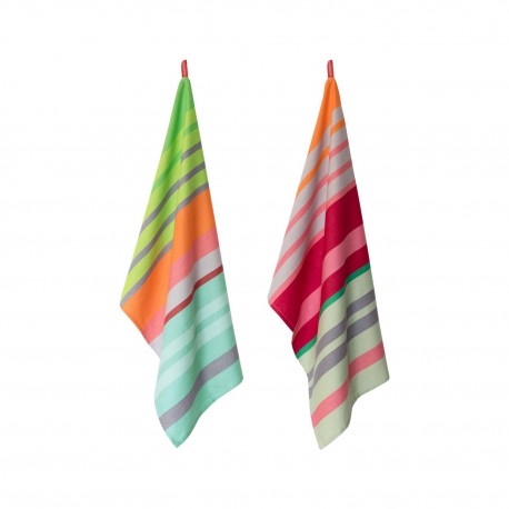 Torchons de cuisine rayures multicolores Remember set de 2