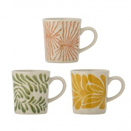 Mugs peints en gres Bloomingville Fauni set de 3
