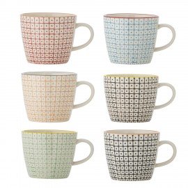 Tasses gres peint motif floral nordique Bloomingville Carla set de 6