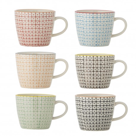 Tasses gres peint motif floral nordique Bloomingville Carla set de 6