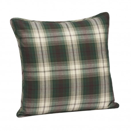 Housse de coussin a grands carreaux coton vert Madam Stoltz