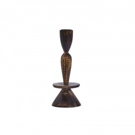 Bougeoir sculpte bois manguier Madam Stoltz