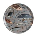 Plateau de service rond bois motif poissons Nordra Sweden