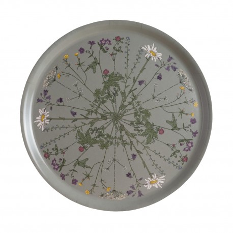 Plateau de service rond bois bouleau floral Nordra Sweden
