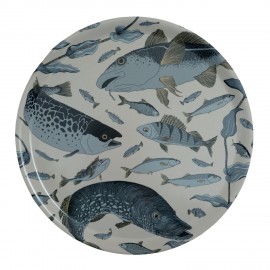 Plateau de cuisine chic bois bouleau rond poissons Nordra Sweden
