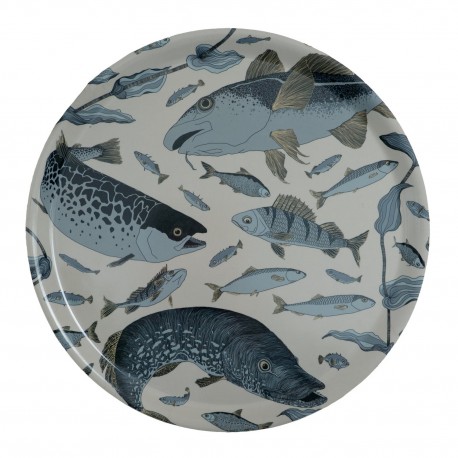 Plateau de cuisine chic bois bouleau rond poissons Nordra Sweden