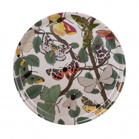 Plateau de service classique bois bouleau rond papillons Nordra Sweden