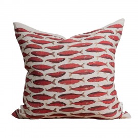 Grande housse de coussin lin qualite poissons rouges Nordra Sweden