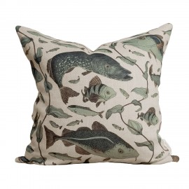 Grande housse de coussin chic lin poissons Nordra Sweden