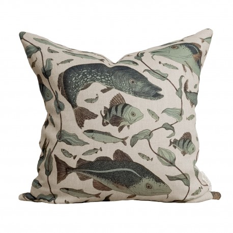 Grande housse de coussin chic lin poissons Nordra Sweden