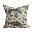 Grande housse de coussin chic lin poissons Nordra Sweden