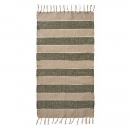 Petit tapis chambre coton raye vert beige IB Laursen