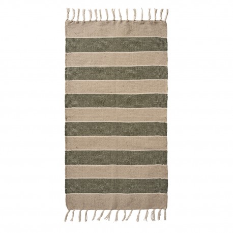 Petit tapis chambre coton raye vert beige IB Laursen