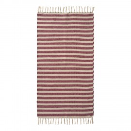 Tapis descente de lit chambre coton rayures rouge IB Laursen
