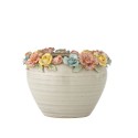 Cache-pot ceramique bordure decore fleurs sculptes Bloomingville Eanna