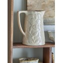 Pichet gres texture floral beige marron Bloomingville Aldon