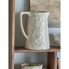 Pichet gres texture floral beige marron Bloomingville Aldon