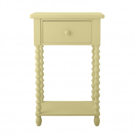 Table d appoint chevet bois tiroir couleur jaune Bloomingville Salino