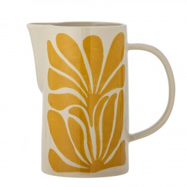 Carafe en ceramique motif floral jaune peint Bloomingville Fauni